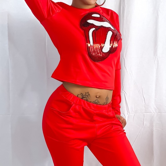 “Rolling Rebel” Red Sweater Set - Picture 2 of 5